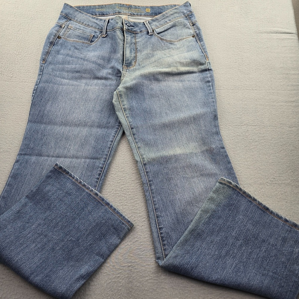 Faded Glory Bootcut Jeans Womens 16 Blue Denim Regular Fit Work Outdoor Preppy
